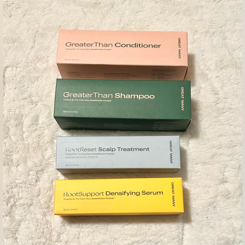NIB Great Many 4 Piece Set $164 for hair growth s&c, treatment, densifying serum